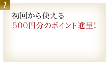 1.初回から使える500円分のポイント進呈！